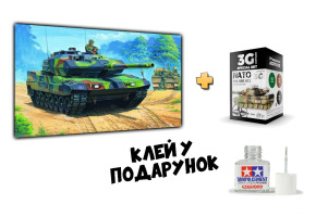 Збірна модель 1/35 Німецький танк Леопард 2 А6EX + Набір кольорів НАТО