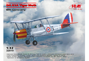 Збірна модель 1/32 Навчальний літак DH.82A Tiger Moth ICM 32019