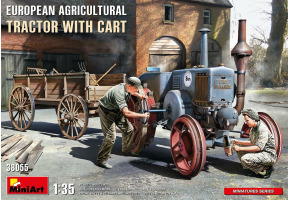 Scale model 1/35 European agricultural tractor with Cart MiniArt 38055