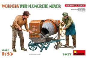 Scale model 1/35 Figures Workers with a concrete mixer MiniArt 38077