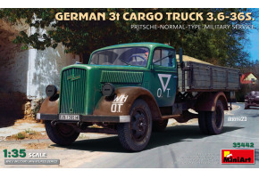 Збірна модель 1/35 Німецький вантажний автомобіль 3.6-36S вантажопідйомністю 3 тонни - бортова платформа, стандартний тип, для військової служби MiniArt 35442