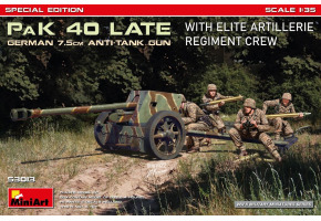 Збірна модель 1/35 Німецька гармата 7.5 PaK 40 пізнього випуску з екіпажем елітного артилерійського полку - спеціальне видання MiniArt 53013
