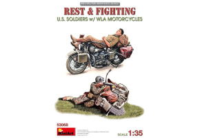 Збірна модель 1/35 Відпочинок та бойові дії американських солдатів на мотоциклах WLA MiniArt 53068