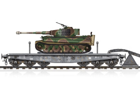 Збірна модель залізничної платформи з танком Pz.Kpfw.VI Ausf.E Sd.Kfz.181 Tiger I (Mid Production)
