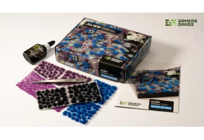 Набір пучків інопланетної трави Grass Tuft Starter Box - Alien  з пінцетом та клеєм ПВА Gamers Grass GGSB-A