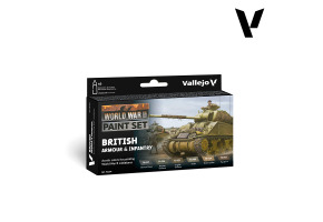 Набір акрилових фарб Британська бронетехніка та піхота WWII (WWII British Armour & Infantry) Vallejo VAL 70204