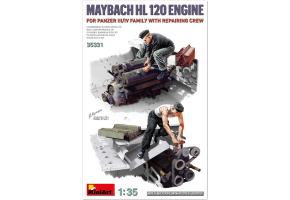 Сборная модель 1/35 Двигатель Maybach HL 120 для танков семейства Panzer III/IV с ремонтной бригадой