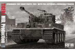 Сборная модель 1/35 Танк Pz.Kpfw. VI Ausf. E Тигр I MID. Стандартные/разрезанные детали 2в1 РФМ 5100