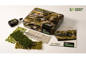 Набір пучків зеленої трави Grass Tuft Starter Box - Green  з пінцетом та клеєм ПВА Gamers Grass GGSB-G