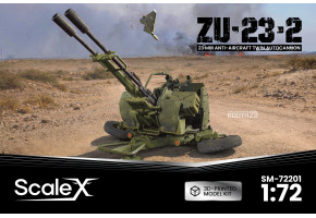 Scale model 1/72 Anti-aircraft gun ZU-23-2 with armored shields ScaleX SM-72201