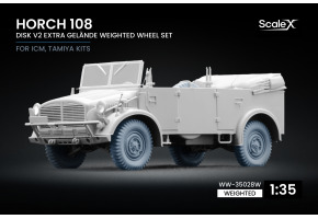 Набір коліс (з деформацією) Extra Gelände на диску v2 для Horch 108 від ICM, Tamiya ScaleX WW-35028W