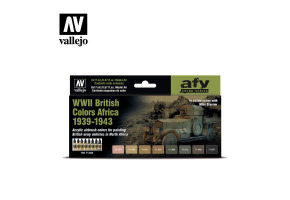 Набір акрилових фарб Британські кольори часів WWII, Африка, 1939-1943. (WWII British Colors Africa 1939-1943) 8 шт Vallejo VAL 71622