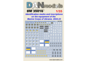 Декаль 1/35 Розпізнавальні знаки та написи на техніці морської піхоти ЗСУ (2022-2023) DANModels 35016