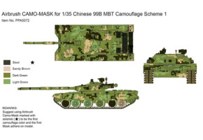 Airbrush CAMO-MASK for 1/35 Chinese 99B MBT Camouflage Scheme 1
