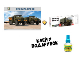 Scale model 1/48 Truck Ural 4320, APA-5D Zimi 80159 + Set of acrylic paints for Soviet trucks ICM3011