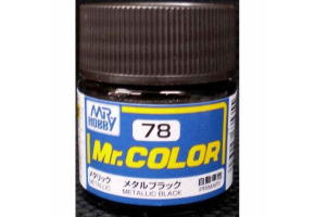 Metallic Black metallic, Mr. Color solvent-based paint 10 ml / Металлический чёрный металлик