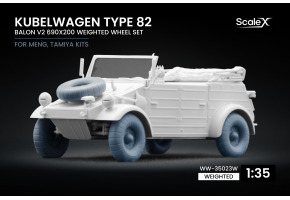Набір коліс (з деформацією) для Kubelwagen type 82 BALON v2 (690×200) від Meng, Tamiya ScaleX WW-35023W