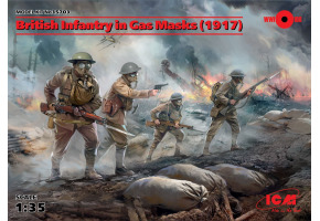 Збірна модель 1/35 Фігури Британська піхота в протигазах (1917 р.), І МВ ICM 35703