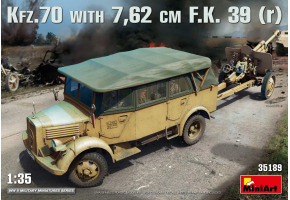 Сборная модель 1/35 Автомобиль Kfz.70 с пушкой 7,62 см F.K. 39(r) МиниАрт 35189