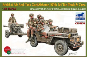 Збірна модель 1/35 Американський автомобіль Jeep Willys MB з 6-фунтовою ПТ гарматою та фігури Bronco 35170