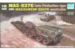 Scale model 1/35 MAZ-537G late production with semi-trailer MAZ/ChMZAP-5247G Trumpeter 00212