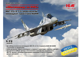 Assembled model 1/72 aircraft «Radar Hunter», MiG-29 "9-13" Ukrainian fighter with HARM missiles ICM 72143