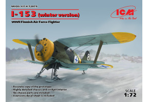 Збірна модель 1/72 Винищувач І-153 ВПС Фінляндії (зимова модифікація) ICM 72075