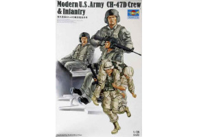 Scale plastic model 1/35 Modern U.S. Army CH-47D Crew & Infantry Trumpeter 00415