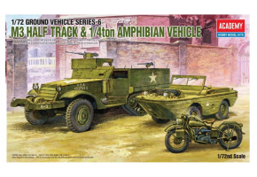 Збірна модель 1/72 Наземний транспорт, серія 6 "M3 Half Track & 1/4 ton amphibious vehicle" Academy 13408
