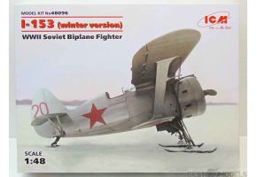Сборная модель 1/48 Советский истребитель-биплан I-153 (зимняя версия) ICM 48096