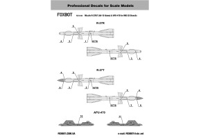 Foxbot 1/72 Decal for the R-27 R/T (AA-10 Alamo) missile and APU-470 for the MiG-29