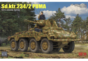 Збірна модель 1/35 Бронеавтомобіль Sd.Kfz 234/2 Puma з деталями двигуна RFM RM-5110