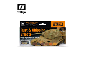 Набір акрилових фарб Ефекти іржі та сколів 8шт (Rust & Chipping Effects 8 pcs) Vallejo VAL 71186