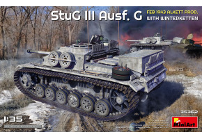 Збірна модель 1/35 Німецька САУ Stug ІІІ Ausf.G Лютий. 1943 р. ALKETT PROD. із зимовими ланцюгами Miniart 35362