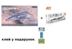 Збірна модель літака F-4G Wild Weasel + Набір акрилових фарб від AK
