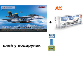 Збірна модель винищувача Boeing F/A-18F Super Hornet + Набір акрилових фарб від AK