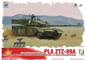 Збірна модель 1/35 Китайський ZTZ-99A MBT (WITH LASER SIMULATION COUNTERMINE SYSTEM UNITREE BI BATLE MACHINE DOGS) Zimi TC35004