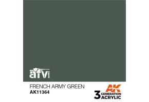 Акриловая краска FRENCH ARMY GREEN / Зелёный армейский (Франция) – AFV АК-интерактив AK11364