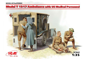 A 1917 Model T ambulance with US medical personnel