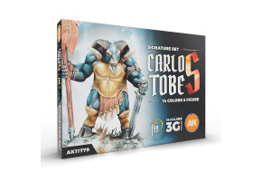 Acrylic paints set Carlos Tobes 14 colors + figurine AK-Interactive 11779