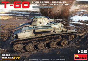 Scale model 1/35 Soviet light tank T-60 late series, screened with interior MiniArt 35232