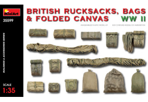 Scale model 1/35 British Backpacks, Bags and Folded Tarpaulin WW2 MiniArt 35599