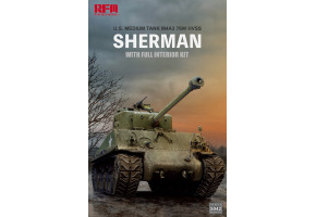 Збірна модель 1/35 Американський середній танк M4A3 76W HVSS Sherman з повним інтер’єром і робочими траками RFM RM-5042