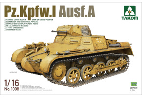 Збірна модель 1/16 Німецький легкий танк Pz.Kpfw.I Ausf.A Takom 1008