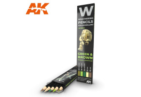 Watercolor pencil set Green and Brown / Набір олівців: зелений та коричневий