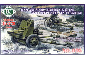 45mm Antitank gun 19-K (1932) and 76mm Regimental gun OB-25 (1943)