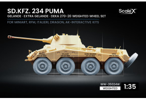 Набір коліс (з деформацією) для Sd.Kfz. 234 Puma V2+V2+V1+V3 від Dragon, Miniart, RFM, Italeri, AK Interactive ScaleX WW-35024W