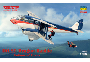 Збірна модель 1/48 Близькомагістральний авіалайнер DH.89 Dragon Rapide "Rothmans 'Devils" Armory Models Group 48014