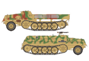 Assembled model of the German sWS half-track tractor (2 assembly options - ammunition carrier/armored truck)
