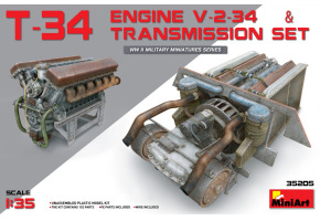 Сборная модель 1/35 Двигатель Т-34 В-2-34 с трансмиссией МиниАрт 35205